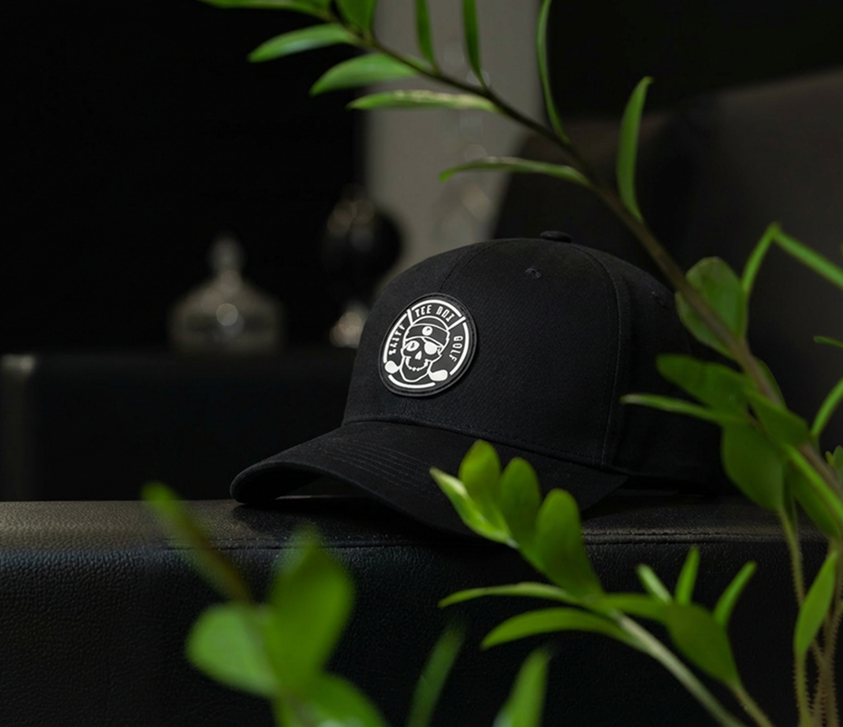 Salty Tee Box Black Cap with round patch and green plant